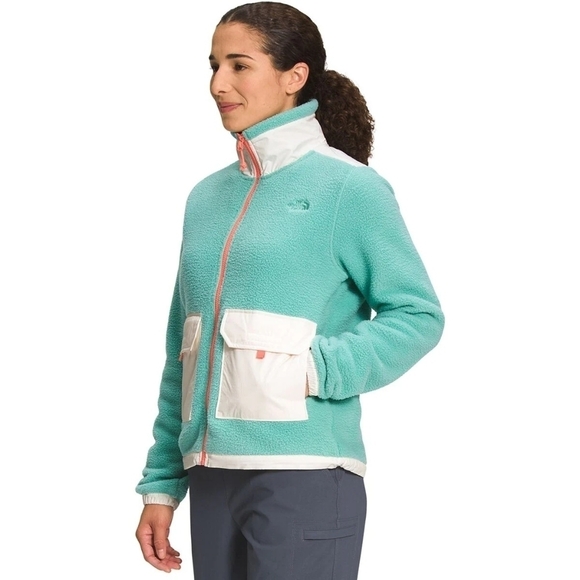 The North Face Royal Arch Jacket Womens Wasabi Gardenia Coral Fleece Zip - Picture 1 of 16